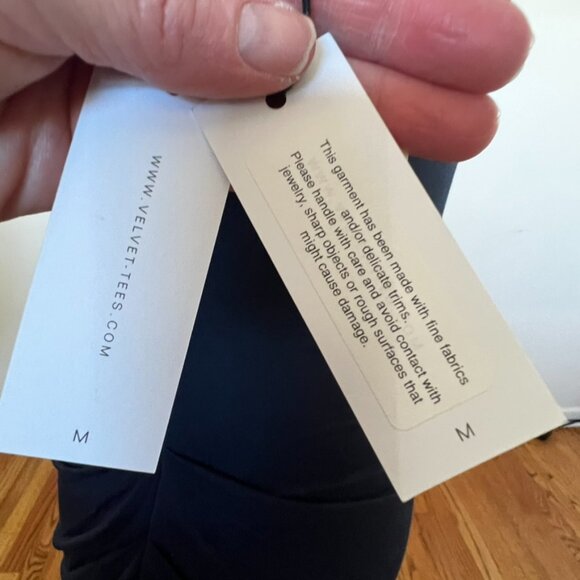 NWT Velvet Navy Faux Wrap Midi Dress M Ruched Surplice Anthropologie Career - Picture 6 of 11